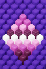 3D illustration of a multicolored  background from many geometric objects of different textures and colors