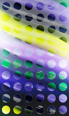 3D illustration   colorful stripes in the form of wave wave and with circles , futuristic background.