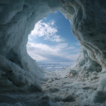 Hollow space inside a pingo ice mound