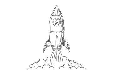 Rocket continuous stroke outline vector