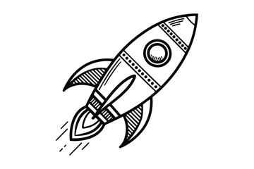 Rocket simple contour made with one line