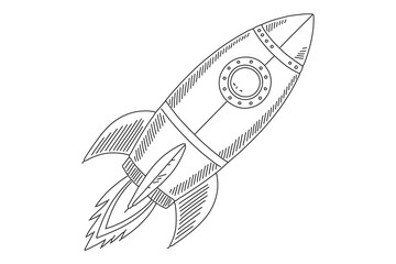 Rocket minimal continuous line drawing