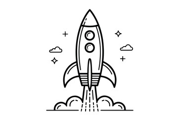 Rocket outline symbol drawn in one stroke