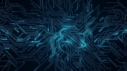AI Data Flow: Futuristic Digital Circuit Board Technology Animation - Powered by Adobe