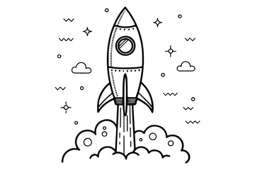 Rocket simple curved one line icon