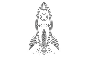 Rocket artistic continuous line vector icon