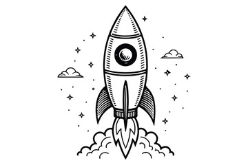 Rocket modern one line drawing vector icon