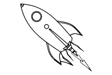 Rocket one line art icon on a white background