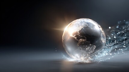 Global Innovation: A luminous globe of Earth pulses with energy, showcasing a dynamic interplay of light and data streams. Symbolizing the interconnectedness and evolution in the digital age.