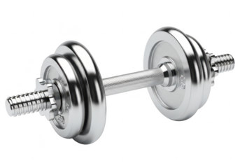 Adjustable dumbbell with chrome finish isolated on transparent background