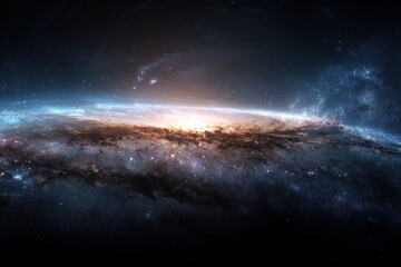 Fototapeta premium Mesmerizing space wallpaper captures a stunning view of a galaxy spiraling into the unknown universe at the edge of time and space