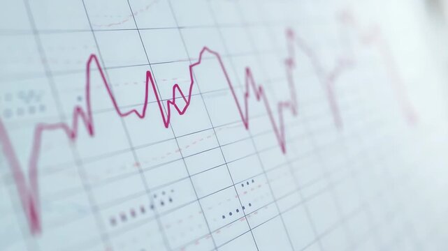 Graph showing fluctuating red line indicating data trends over time, plotted on grid