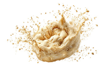 Beige liquid splash on black. Details in the texture