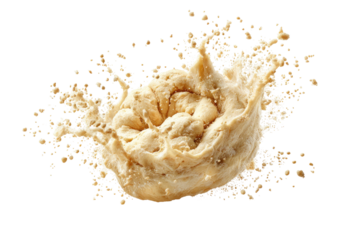 Beige liquid splash on black. Details in the texture