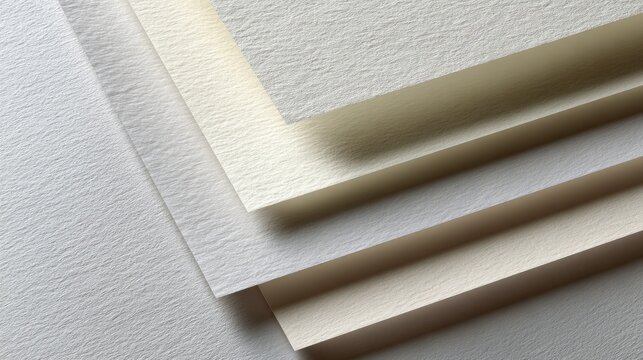 Textured sheets of fine art paper stacked in various shades on a clean surface for creative projects and artistic designs