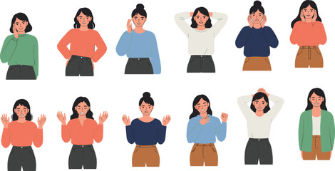 Set of diverse business and casual flat cartoon people characters running, jumping, and cheering, representing success, urgency, competition, energy, and an active corporate or youth lifestyle.