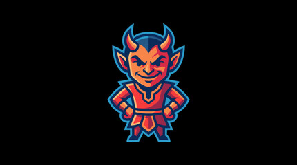 Charming little devil cartoon character with mischievous grin, featuring horns and a pointy tail in a fun, vibrant style