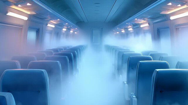 Airplane cabin filling with smoke