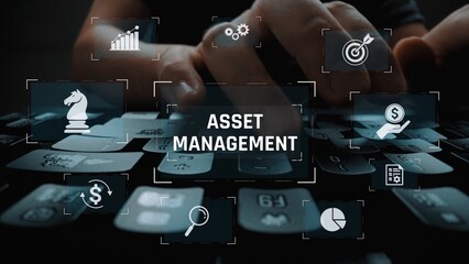 Asset management system showing investment planning, financial goal tracking, ROI analysis, and...