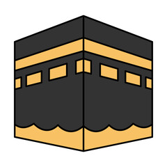 Kaaba Flat Colored Icon for Islamic Pilgrimage and Sacred Themes