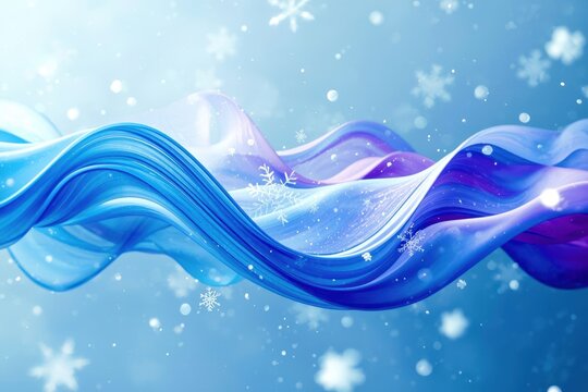 A blue and pink wave with snowflakes on it - Powered by Adobe