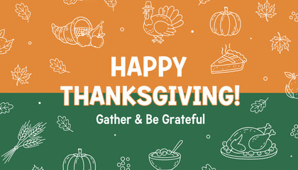 A festive vector illustration for Thanksgiving featuring holiday icons food and seasonal greetings © Patrick R. Valdez