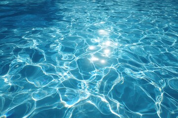 Obraz premium Clear and sparkling blue water surface reflections in a serene swimming pool during a sunny day, showcasing the beauty of natural light on clean water