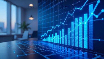 Financial business growth analysis chart shows market success strategy