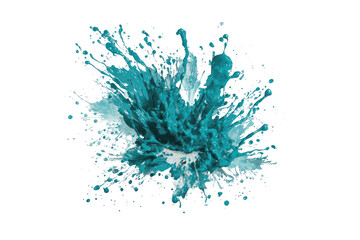 Azure splash with droplets & fine mist on a black background