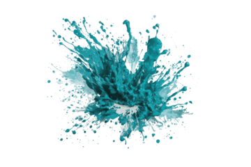 Azure splash with droplets & fine mist on a black background