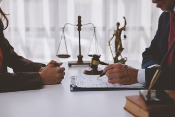 Lawyer advising client during important legal consultation