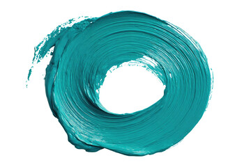 Swirled turquoise paint stroke, circle with central void