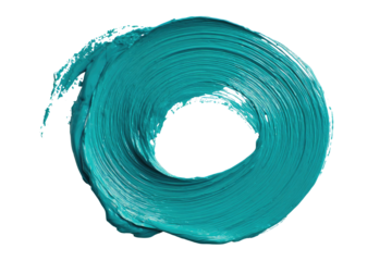 Swirled turquoise paint stroke, circle with central void