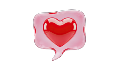 3D Heart Bubble with Love Message on White Background