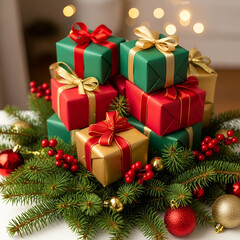 Christmas Gifts and Festive Decorations Display