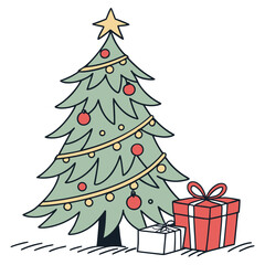 Christmas decorating ideas with a Christmas tree vector design on a white background