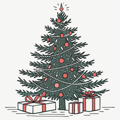 Christmas decorating ideas with a Christmas tree vector design on a white background