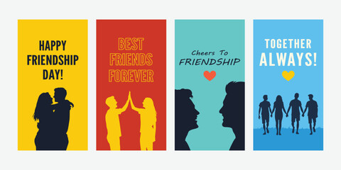 Colorful friendship day posters with silhouettes on © Sohel Rana