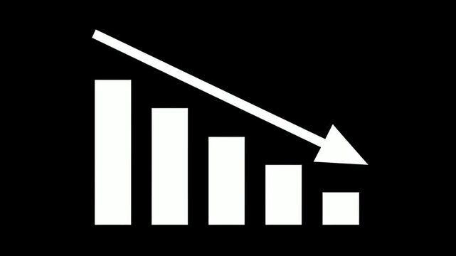 White Declining Bar Chart with White Arrow in Minimal Monochrome Design