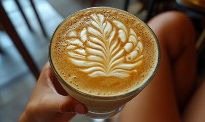 coffee latte in a glass, Generative AI