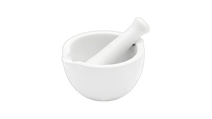 White Mortar and Pestle Isolated on White Background