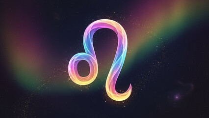 Neon Cosmic Leo Zodiac Sign