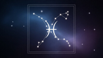 Pisces Zodiac Constellation and Symbol in Deep Space