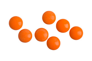 Orange capsule pill isolated on white background