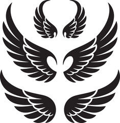 Fototapeta premium wings ornamental wing icons symmetrical feather silhouettes set