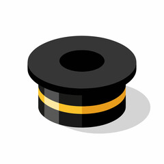 Flat Isometric Black Magician Hat With Golden Stripe Illustration