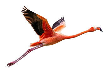 Flamingo in flight isolated on transparent background