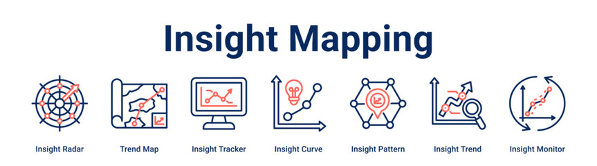 Insight Mapping web banner icon vector illustration concept for business with icon of Insight Radar, Trend Map, Insight Tracker, Insight Curve, Insight Pattern, Insight Trend.