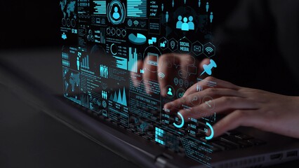 Connection network visualization showing global connection, network communication, digital...