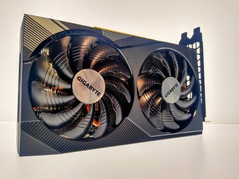 GPU NVIDIA RTX 3060 Graphics Processor on Clean White Backdrop
